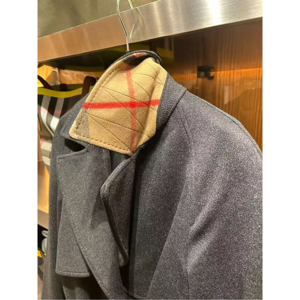 Burberry Charcoal Wool Cashmere Long Coat Size 8 - Picture 4 of 8